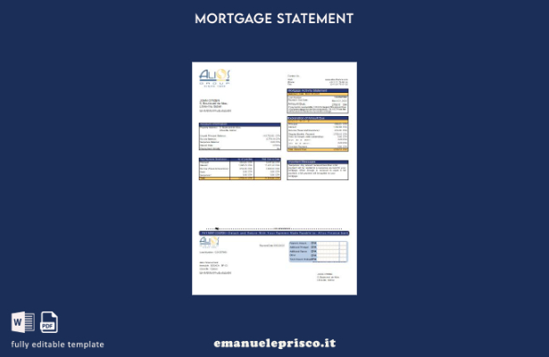 stile verificato Modello di estratto conto del mutuo bancario Gabon Alios Financ